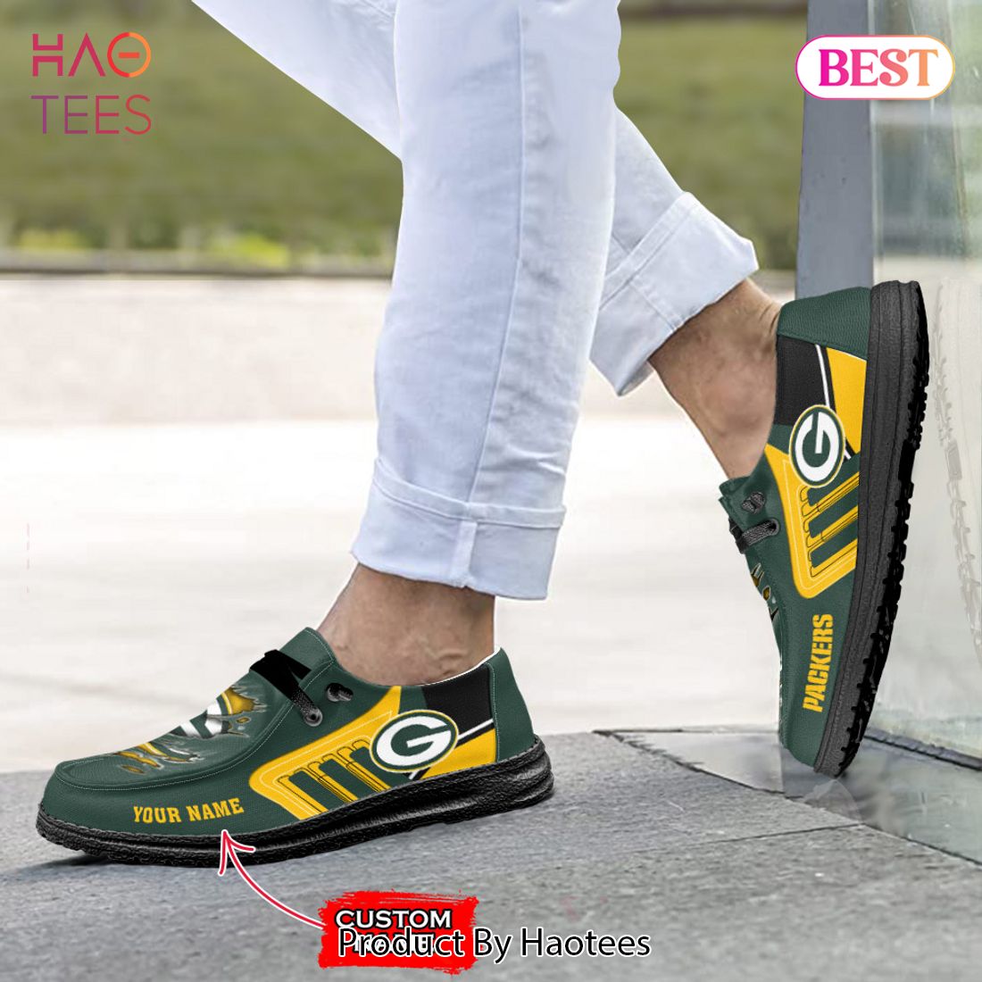 NFL Green Bay Packers Custom Name Hey Dude Shoes 07 M7 NFL Green Bay Packers Custom Name Hey Dude Shoes 07 M7