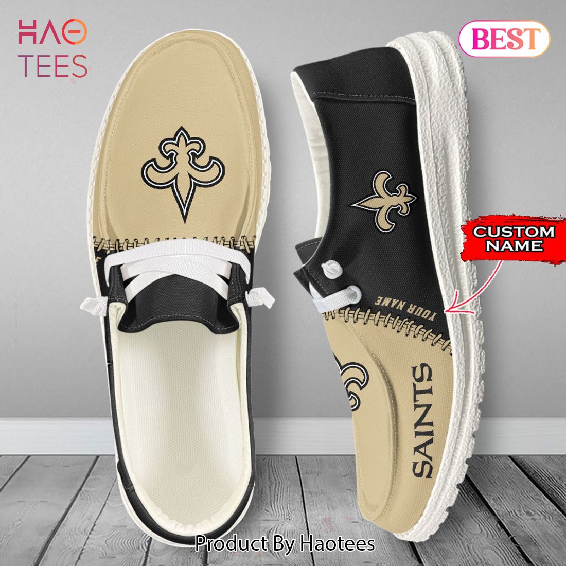 NFL New Orleans Saints Custom Name Hey Dude Shoes NFL New Orleans Saints Custom Name Hey Dude Shoes