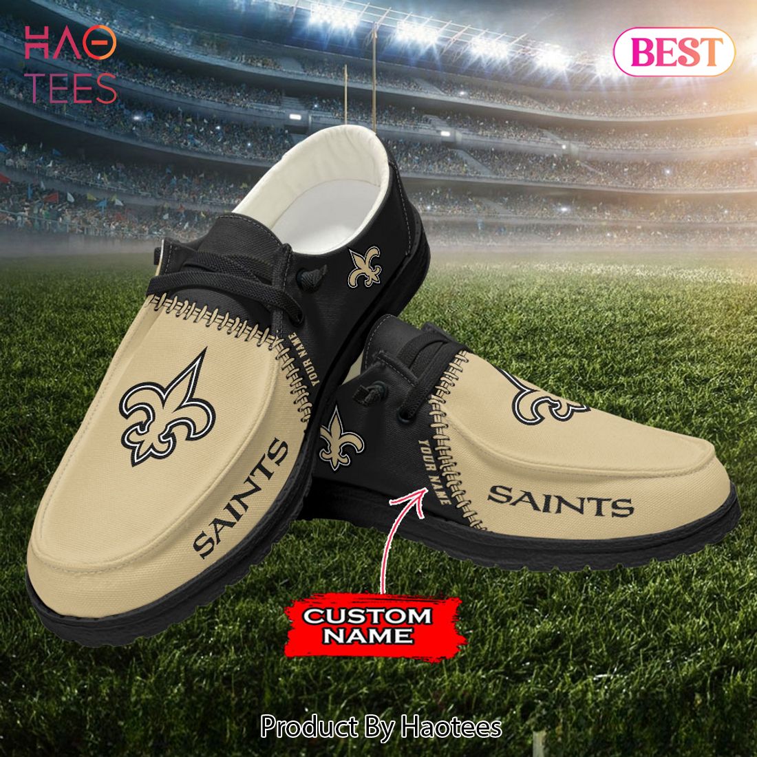 NFL New Orleans Saints Custom Name Hey Dude Shoes NFL New Orleans Saints Custom Name Hey Dude Shoes