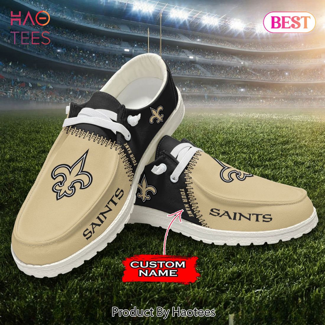 NFL New Orleans Saints Custom Name Hey Dude Shoes NFL New Orleans Saints Custom Name Hey Dude Shoes