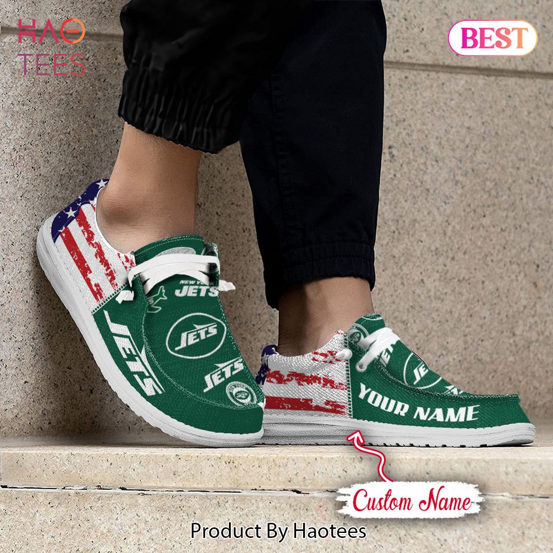 NFL New York Jets Custom Name Hey Dude Shoes NFL New York Jets Custom Name Hey Dude Shoes