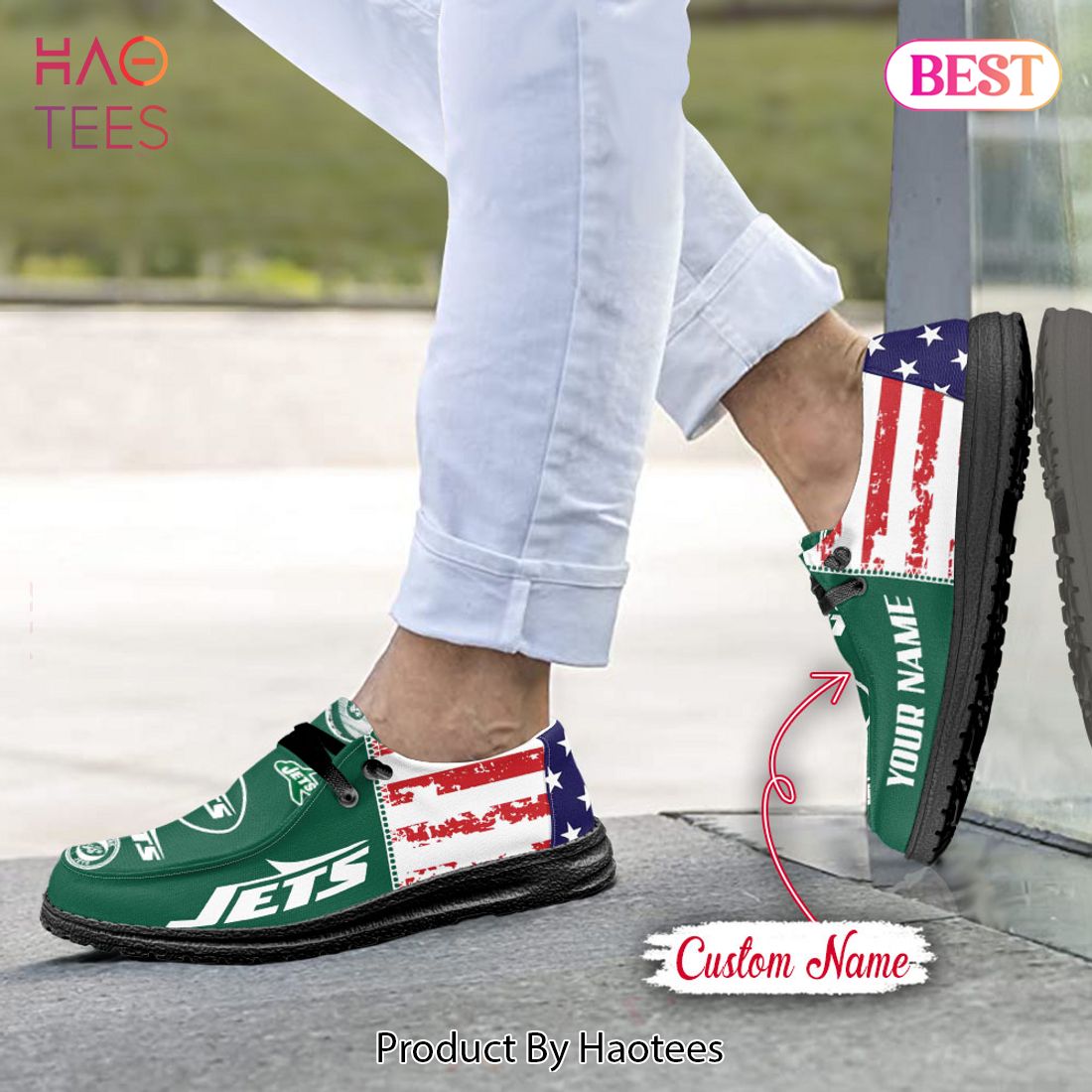 NFL New York Jets Custom Name Hey Dude Shoes NFL New York Jets Custom Name Hey Dude Shoes