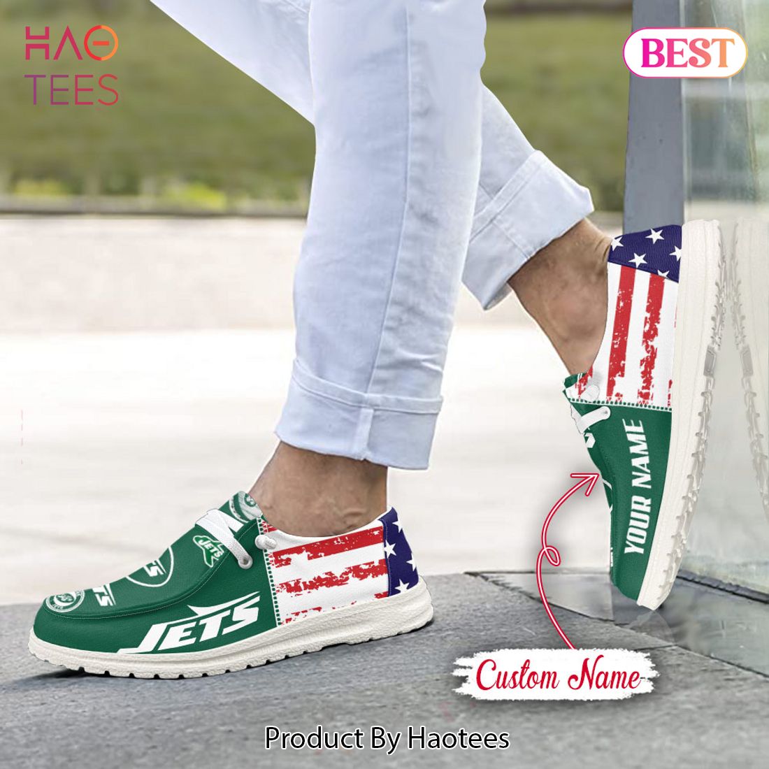NFL New York Jets Custom Name Hey Dude Shoes NFL New York Jets Custom Name Hey Dude Shoes