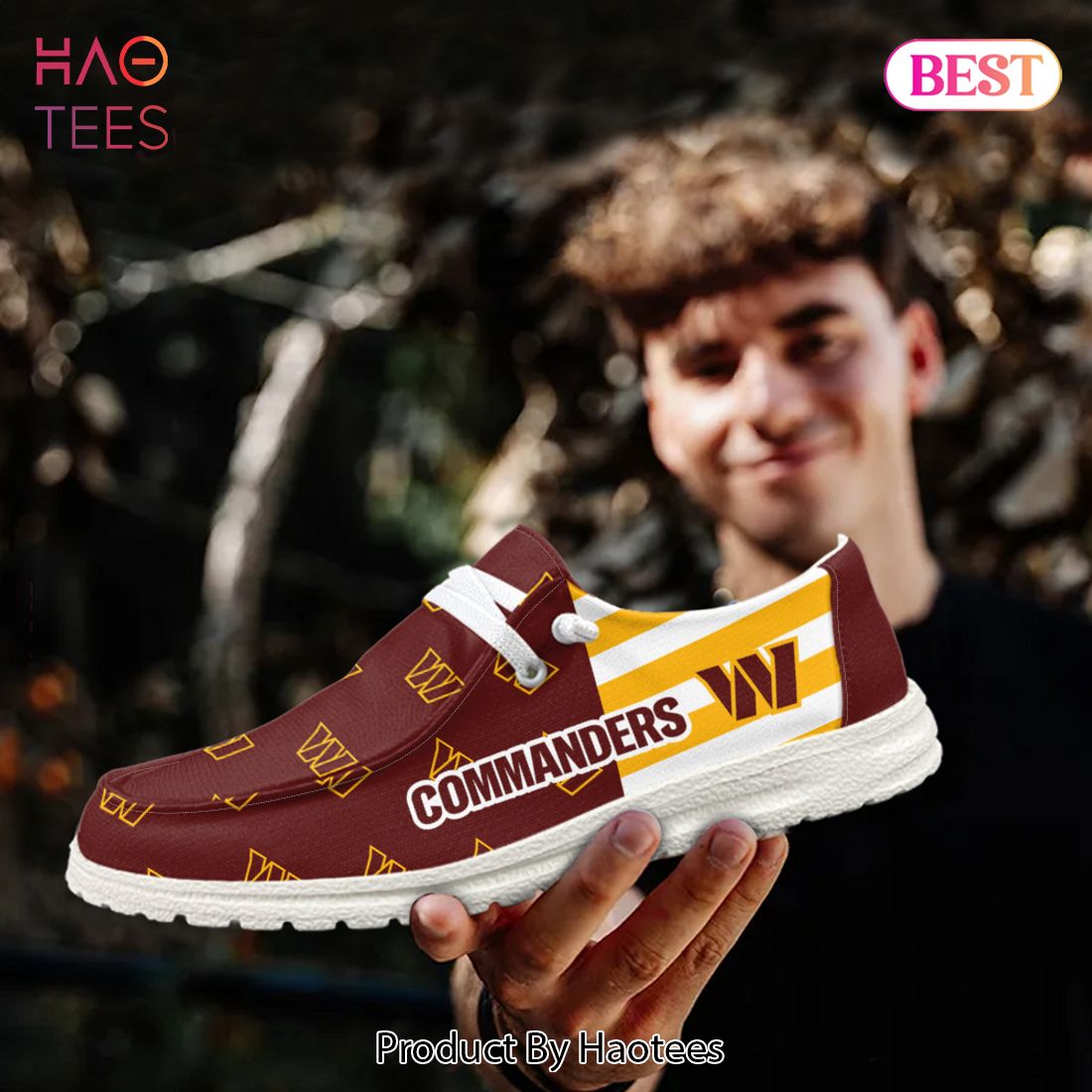 NFL Washington Commanders Custom Name Hey Dude Shoes NFL Washington Commanders Custom Name Hey Dude Shoes