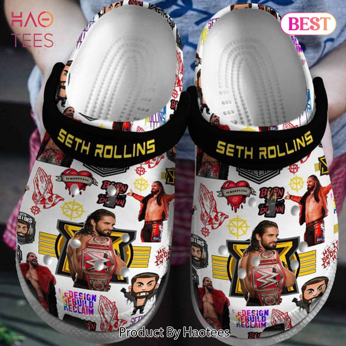 Seth Rollins WWE SportCrocs Crocband Clogs Shoes Comfortable For Men Women and Kids Seth Rollins WWE SportCrocs Crocband Clogs Shoes Comfortable For Men Women and Kids