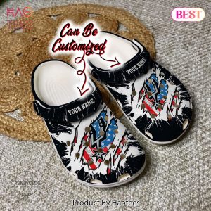 Spurs Personalized SA Spurs Basketball Ripped American Flag Clog Shoes Exclusive