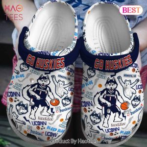 Uconn Huskies NCAA Sport Crocs Crocband Clogs Shoes Comfortable For Men Women and Kids