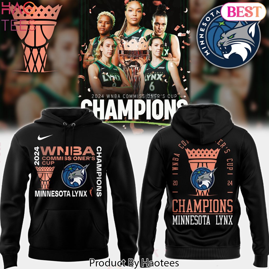 2024 Commissioner Cup Champions Minnesota Lynx Design Black Hoodie