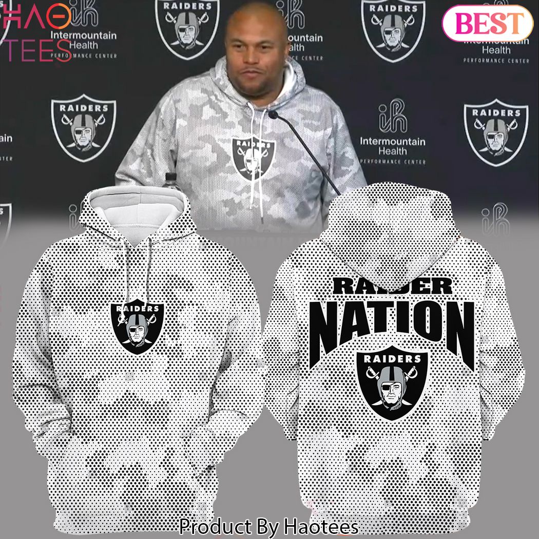 2024 Las Vegas Raiders Nation Coach Antonio Pierce Camo Hoodie