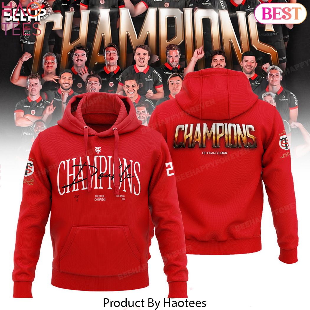 2024 Stade Toulousain Champions Double 2024 Design Red Hoodie