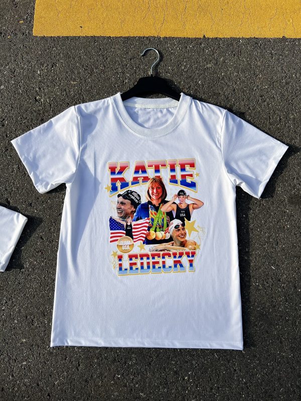Katie Ledecky Bootleg Style Unisex Shirt, USA Swimming Team American Olympic Graphic Tee Competetive Swimming Fan Gift Ledecky Merch