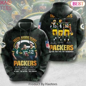 Green Bay Packers 105th Anniversary 1919-2024 Signature Thank You For The Memories Hoodie