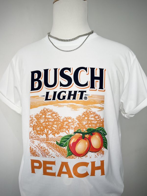 Busch Lights Peach Scenic T-Shirt, Menswear Top, Colorful, For Him, For Her