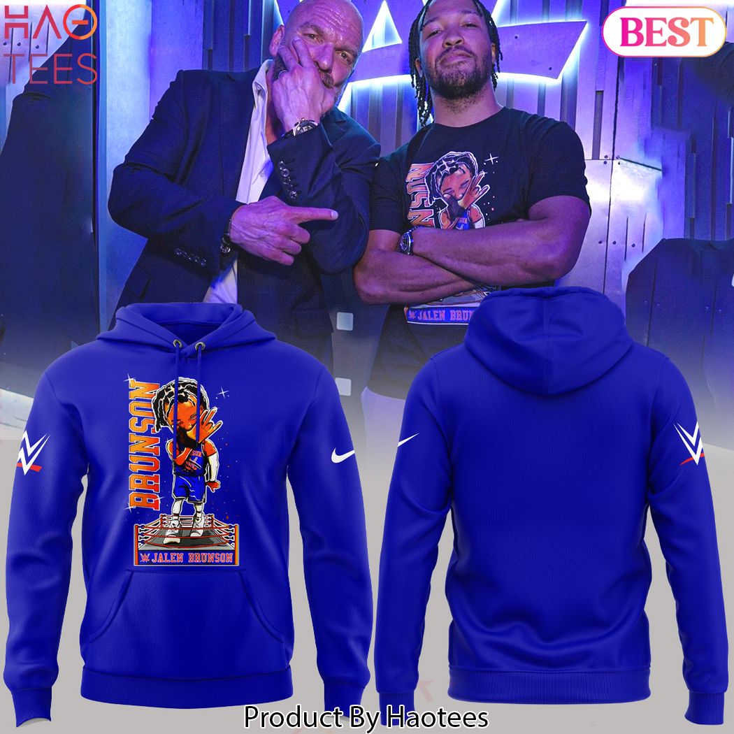 Jalen Brunson 11 New York Knicks WWE Design Blue Hoodie