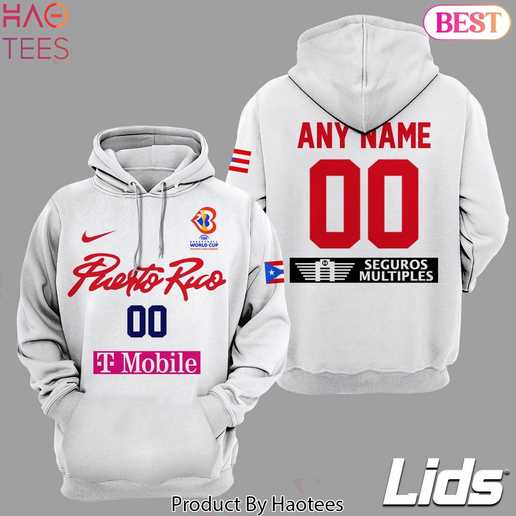 Personalized Puerto Rico FIBA Basketball Design Hoodie – White