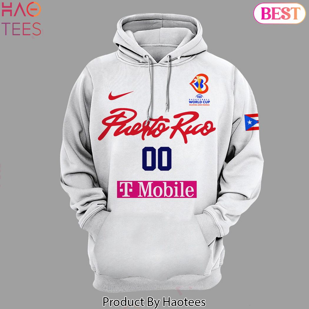 Personalized Puerto Rico FIBA Basketball Design Hoodie - White Personalized Puerto Rico FIBA Basketball Design Hoodie - White