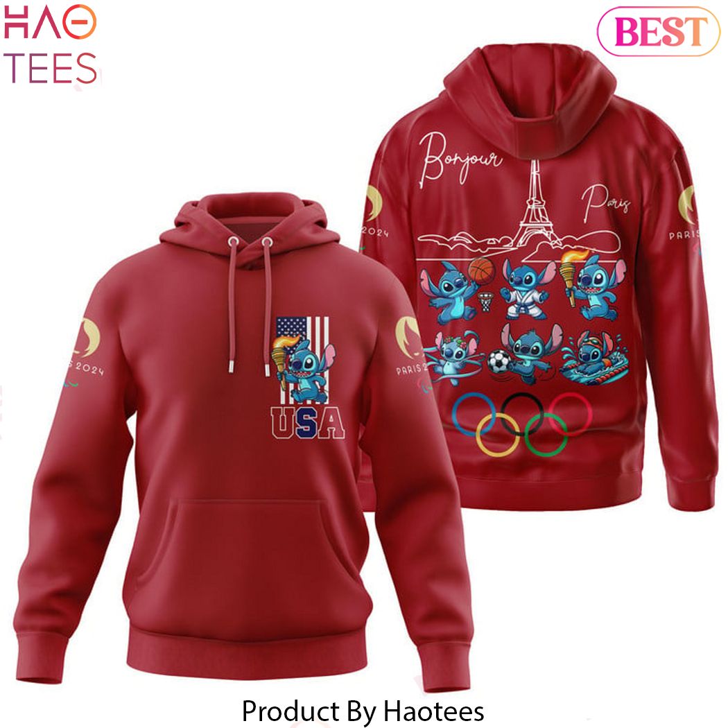 Stitch Team USA Olympics Paris 2024 Hoodie – Red