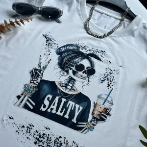 Salty Skellie Shirt – Ash Color Shirt – Print Is Sublimation