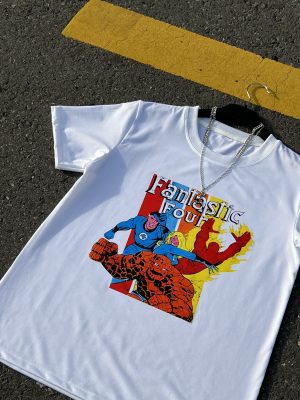 Marvel Fantastic Four Classic Comic Vintage Distressed Logo T-Shirt