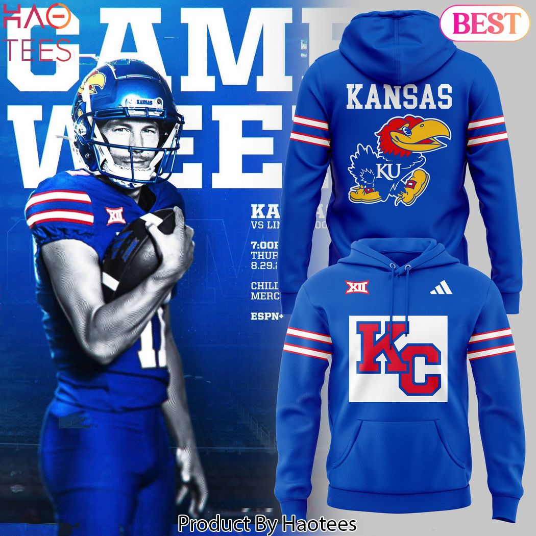 2024 Kansas Jayhawks Football Design Hoodie - Blue 2024 Kansas Jayhawks Football Design Hoodie - Blue