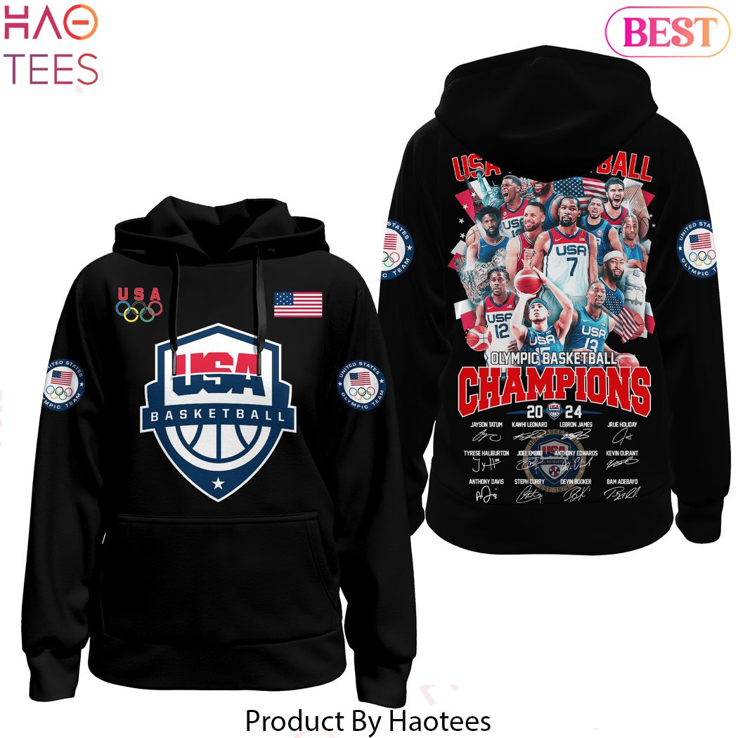 2024 USA Men Basketball Olympic Champions Signature Design Hoodie 2024 USA Men Basketball Olympic Champions Signature Design Hoodie