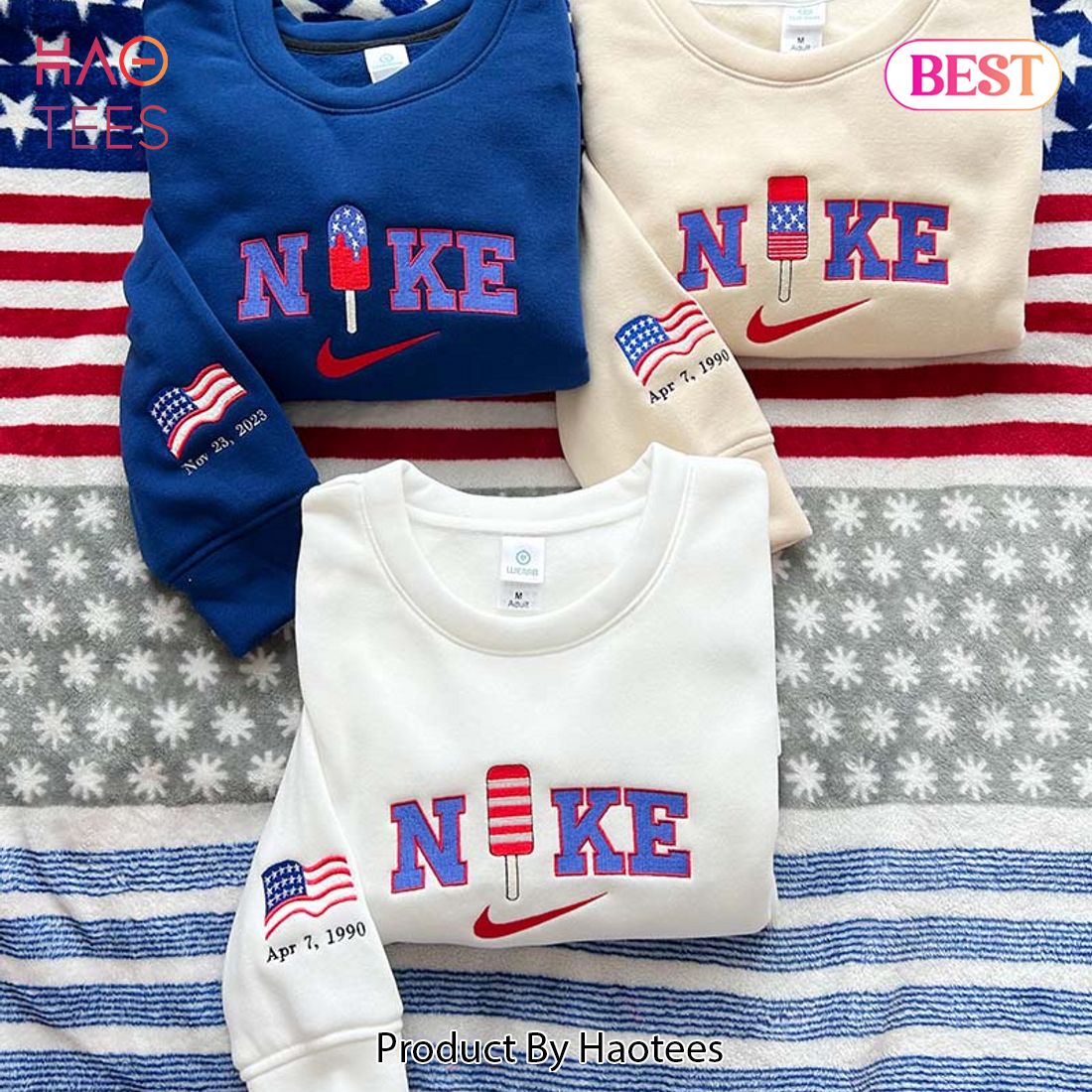 4th July Icec Cream Independent Day Embroidered Youth Shirt 4th July Icec Cream Independent Day Embroidered Youth Shirt
