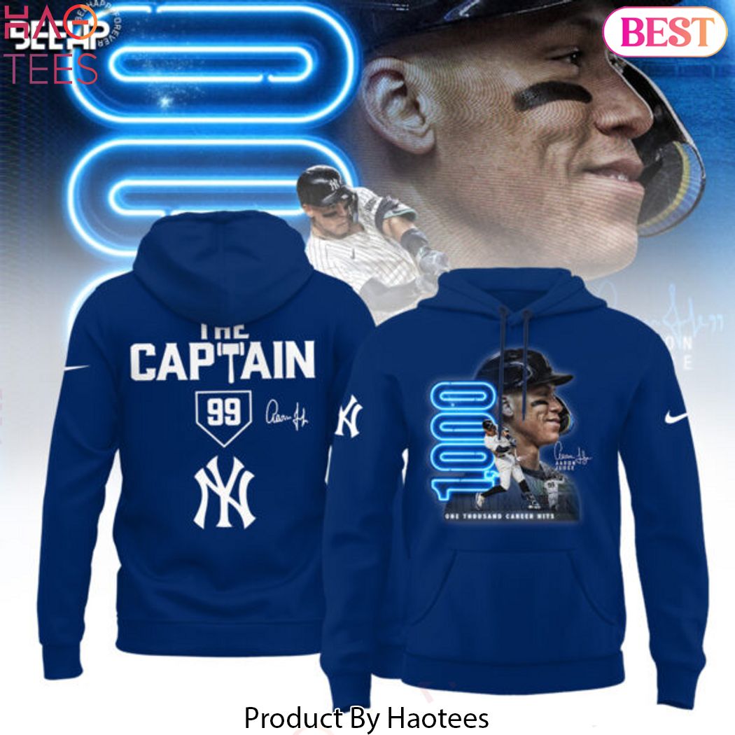 Aaron Judge 1000 Career Hits Signature Hoodie - Blue Aaron Judge 1000 Career Hits Signature Hoodie - Blue