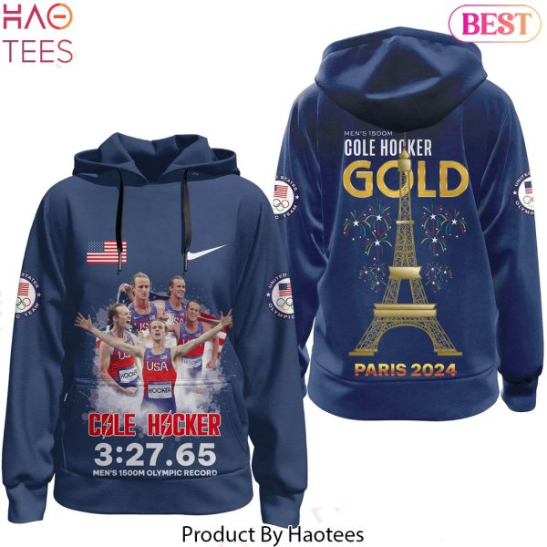 Cole Hocker Men 1500m Olympic Record – Gold Design Hoodie