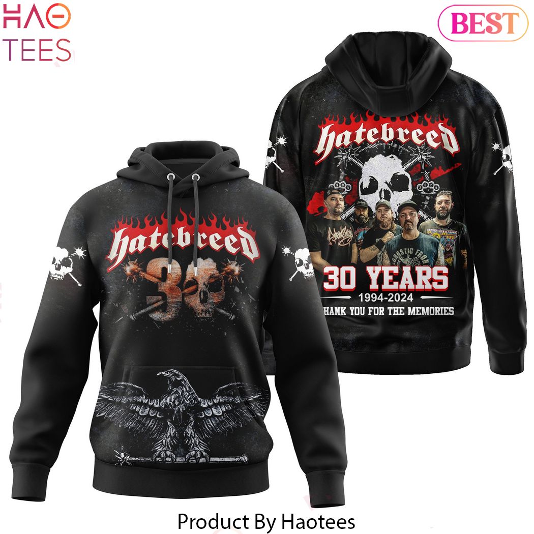 Hatebreed Band 30 Years 1994-2024 Thank You For The Memories Design Hoodie Hatebreed Band 30 Years 1994-2024 Thank You For The Memories Design Hoodie