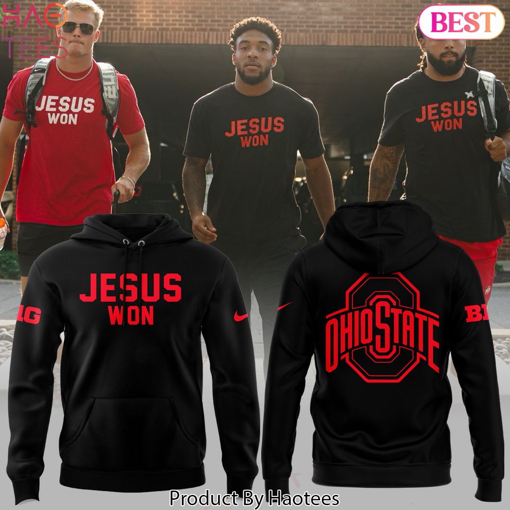 Jesus Won Ohio State Football Design Hoodie - Black Jesus Won Ohio State Football Design Hoodie - Black
