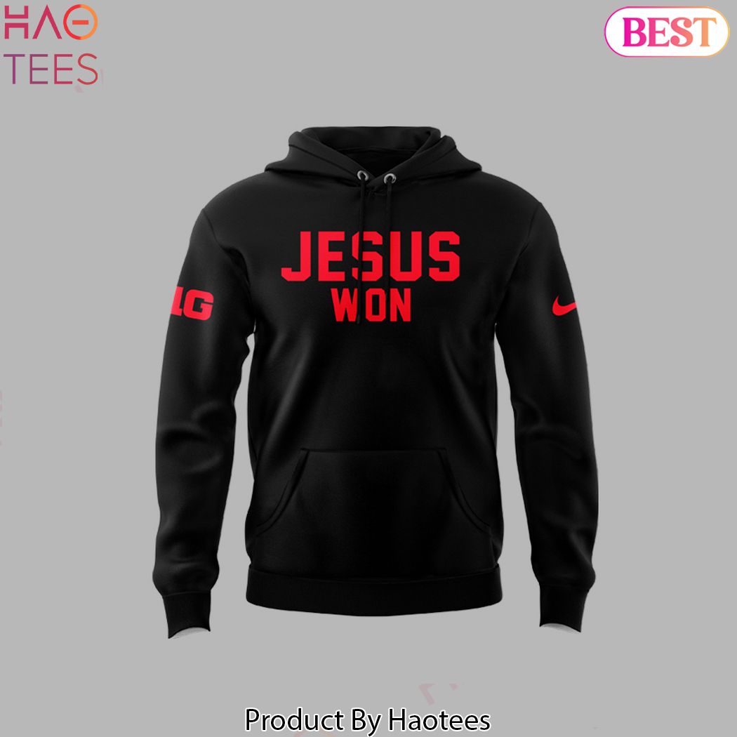 Jesus Won Ohio State Football Design Hoodie - Black Jesus Won Ohio State Football Design Hoodie - Black