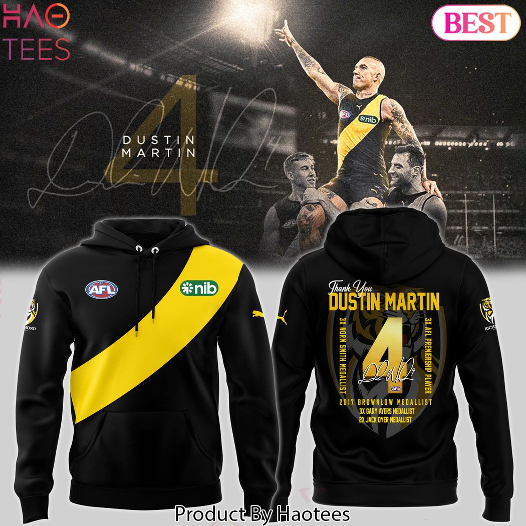 Richmond Tigers Dustin Martin Signature Design Hoodie Richmond Tigers Dustin Martin Signature Design Hoodie