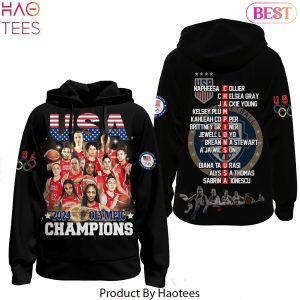 USA Women Basketball Champions Design Hoodie – Black