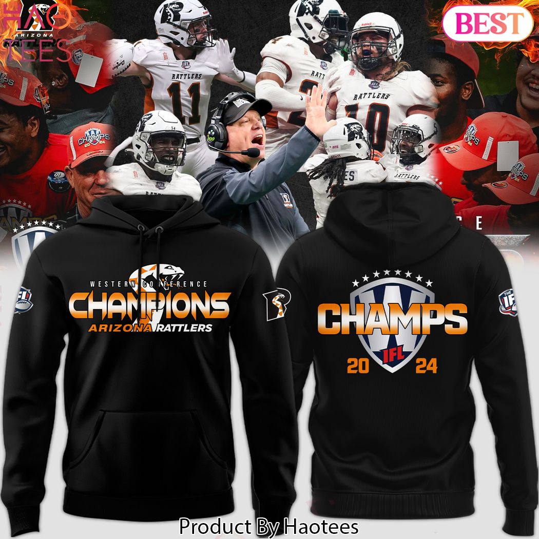 Western Conference Champions Arizona Rattlers IFL 2024 Hoodie - Black Western Conference Champions Arizona Rattlers IFL 2024 Hoodie - Black