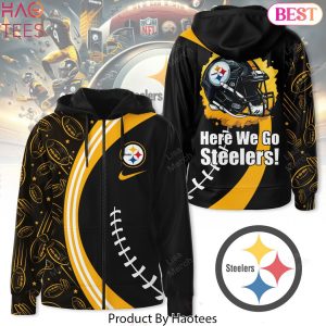 2024 Pittsburgh Steelers Here We Go Steelers Zip Hoodie