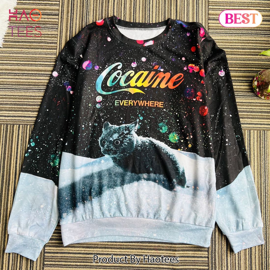 Cat Cocaine Everywhere Let It Snow Ugly Christmas Sweater Sweatshirt Cat Cocaine Everywhere Let It Snow Ugly Christmas Sweater Sweatshirt