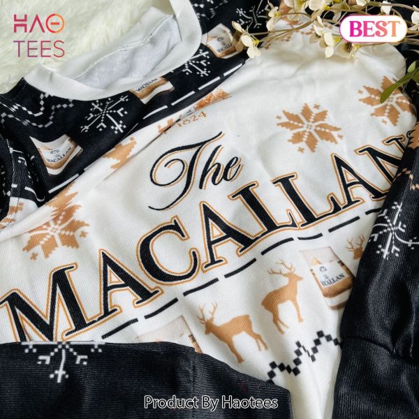 The Macallan Whisky Reindeer & Snowflake Pattern Xmas Ugly Christmas Sweater