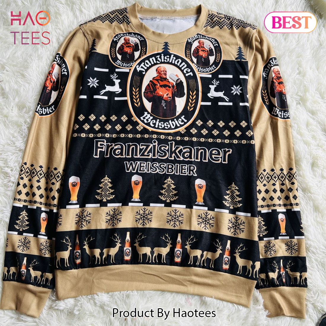 Franziskaner Hefe Weissbier Beer Holiday Ugly Christmas Sweater Franziskaner Hefe Weissbier Beer Holiday Ugly Christmas Sweater