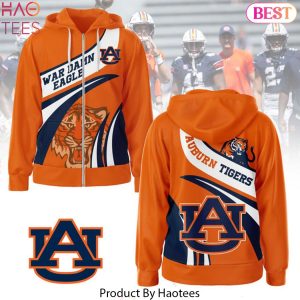 Auburn Tigers War Damn Eagle Zip Hoodie – Orange