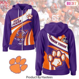 Clemson Tigers Paw Power Design Zip Hoodie – Purple