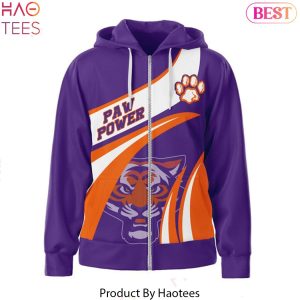 Clemson Tigers Paw Power Design Zip Hoodie – Purple