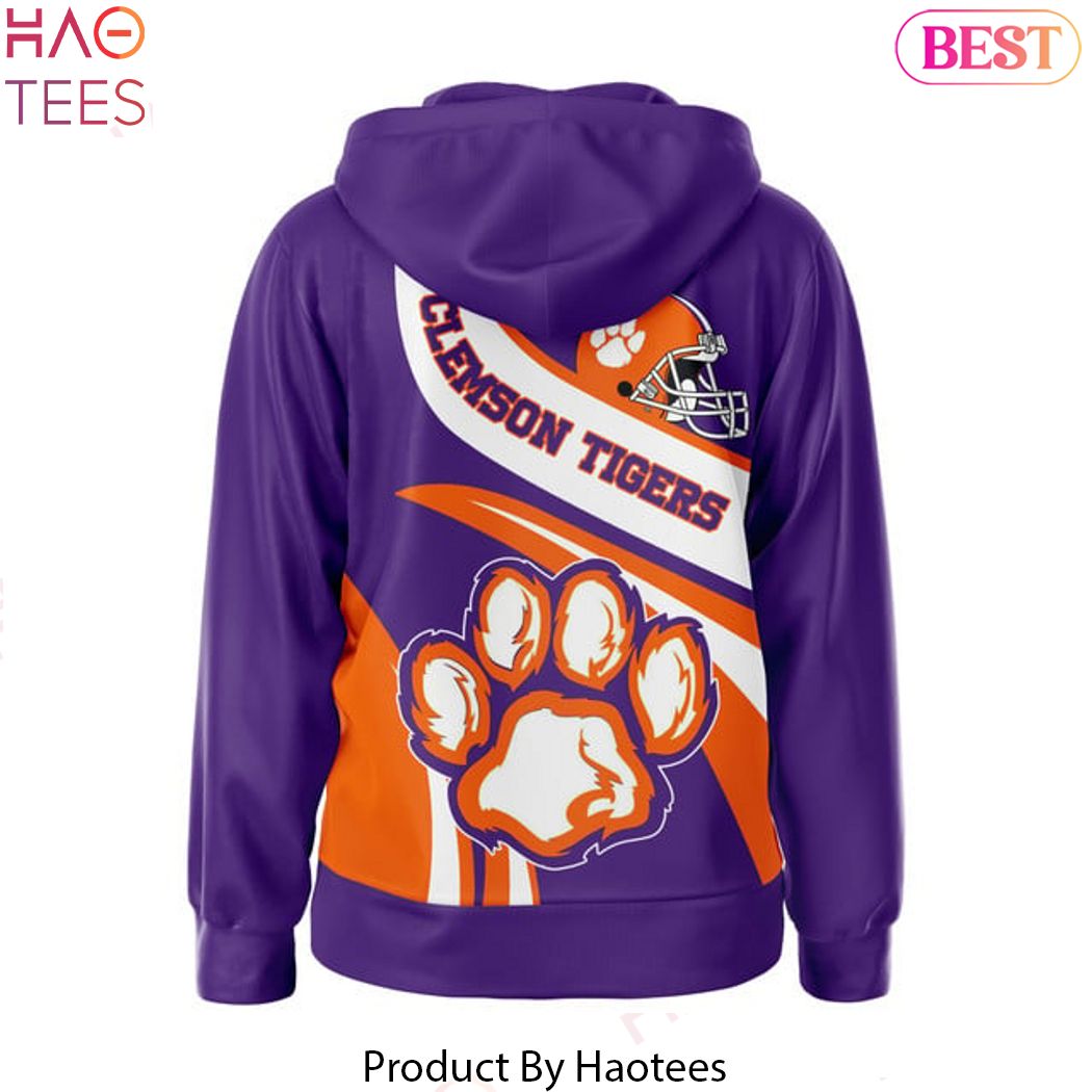 Clemson Tigers Paw Power Design Zip Hoodie - Purple Clemson Tigers Paw Power Design Zip Hoodie - Purple