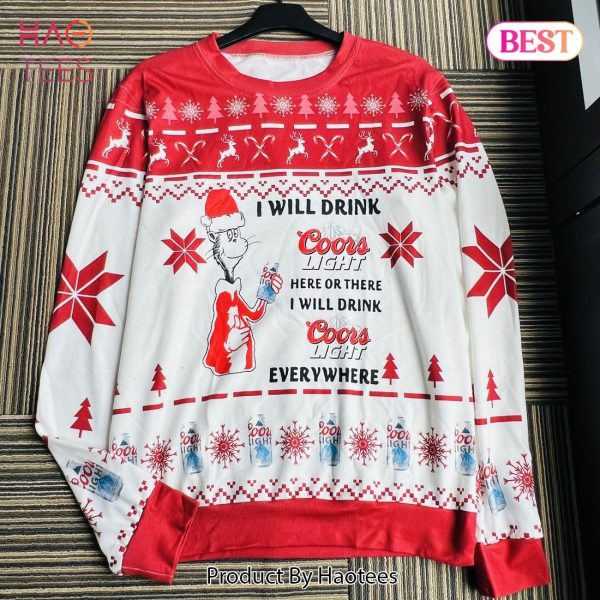 Corona Extra Beer Grinch I Will Drink Here Or There I Will Drink Everywhere Ugly Christmas Sweater