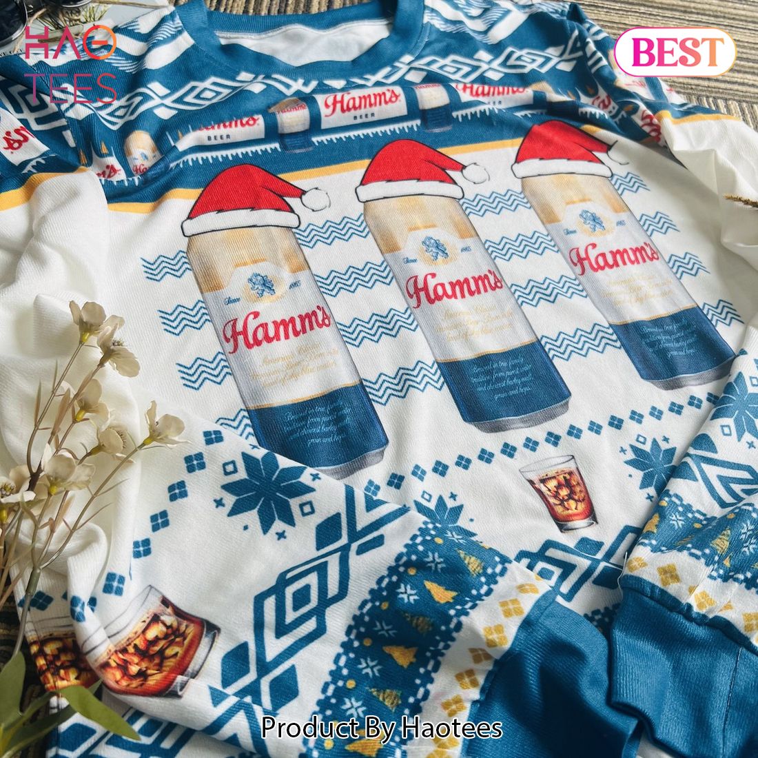 Hamm's Beer Cans Holiday Ugly Christmas Sweater Hamm's Beer Cans Holiday Ugly Christmas Sweater