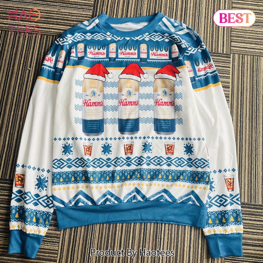 Hamm's Beer Cans Holiday Ugly Christmas Sweater Hamm's Beer Cans Holiday Ugly Christmas Sweater
