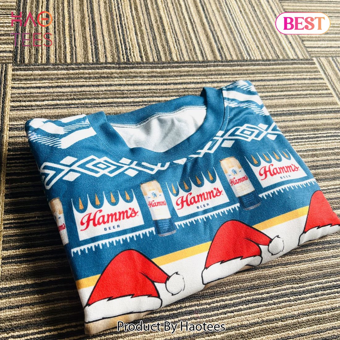 Hamm's Beer Cans Holiday Ugly Christmas Sweater Hamm's Beer Cans Holiday Ugly Christmas Sweater
