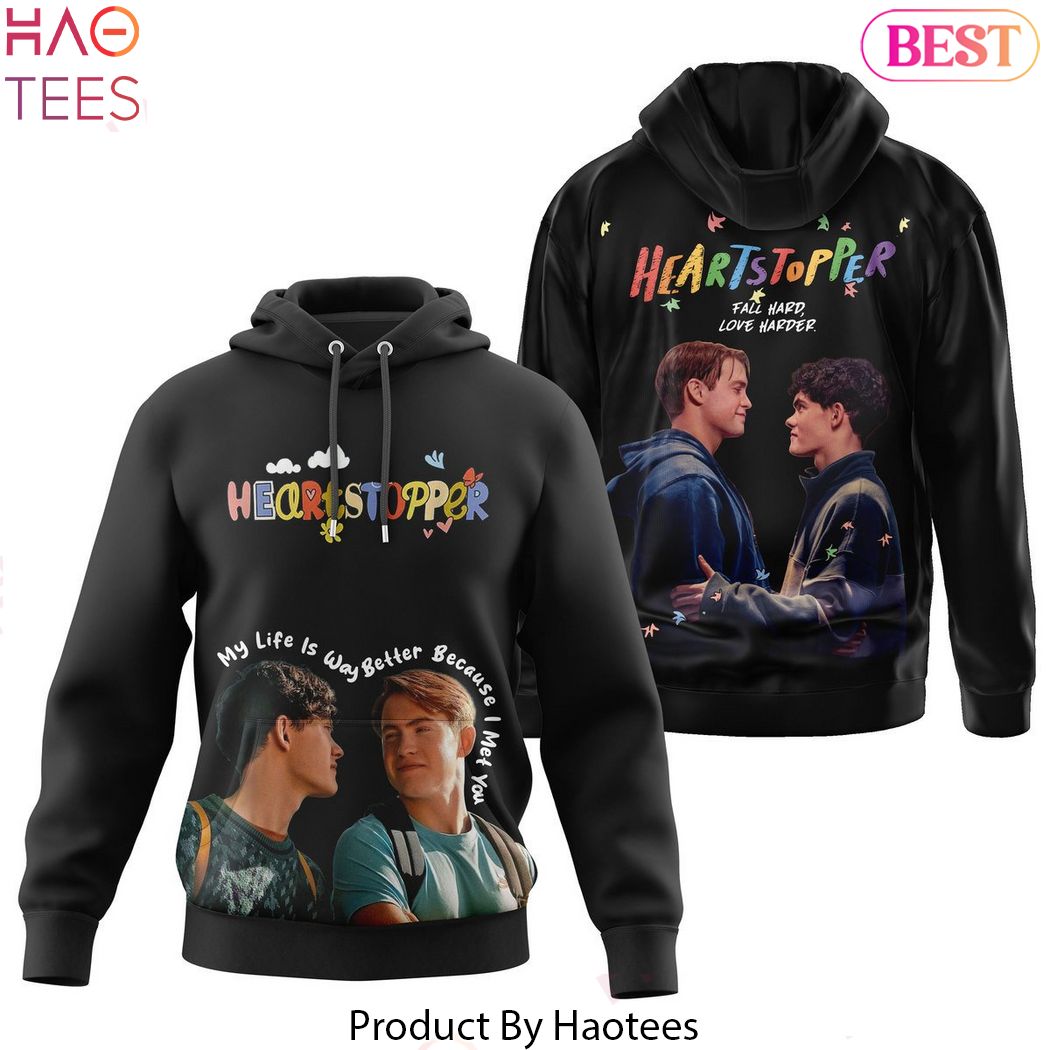 Heartstopper Fall Hard Love Harder Design Hoodie Heartstopper Fall Hard Love Harder Design Hoodie