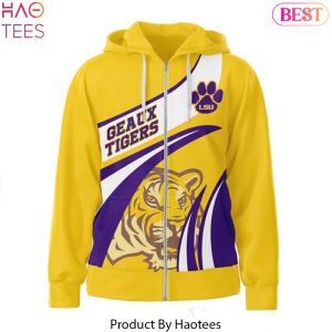 LSU Tigers Geaux Tigers Design Zip Hoodie – Gold