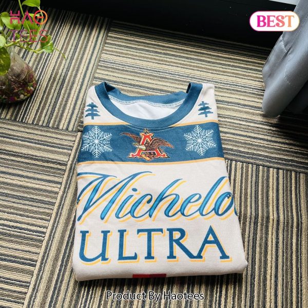 Michelob Ultra Beer Blue Holiday Ugly Christmas Sweater