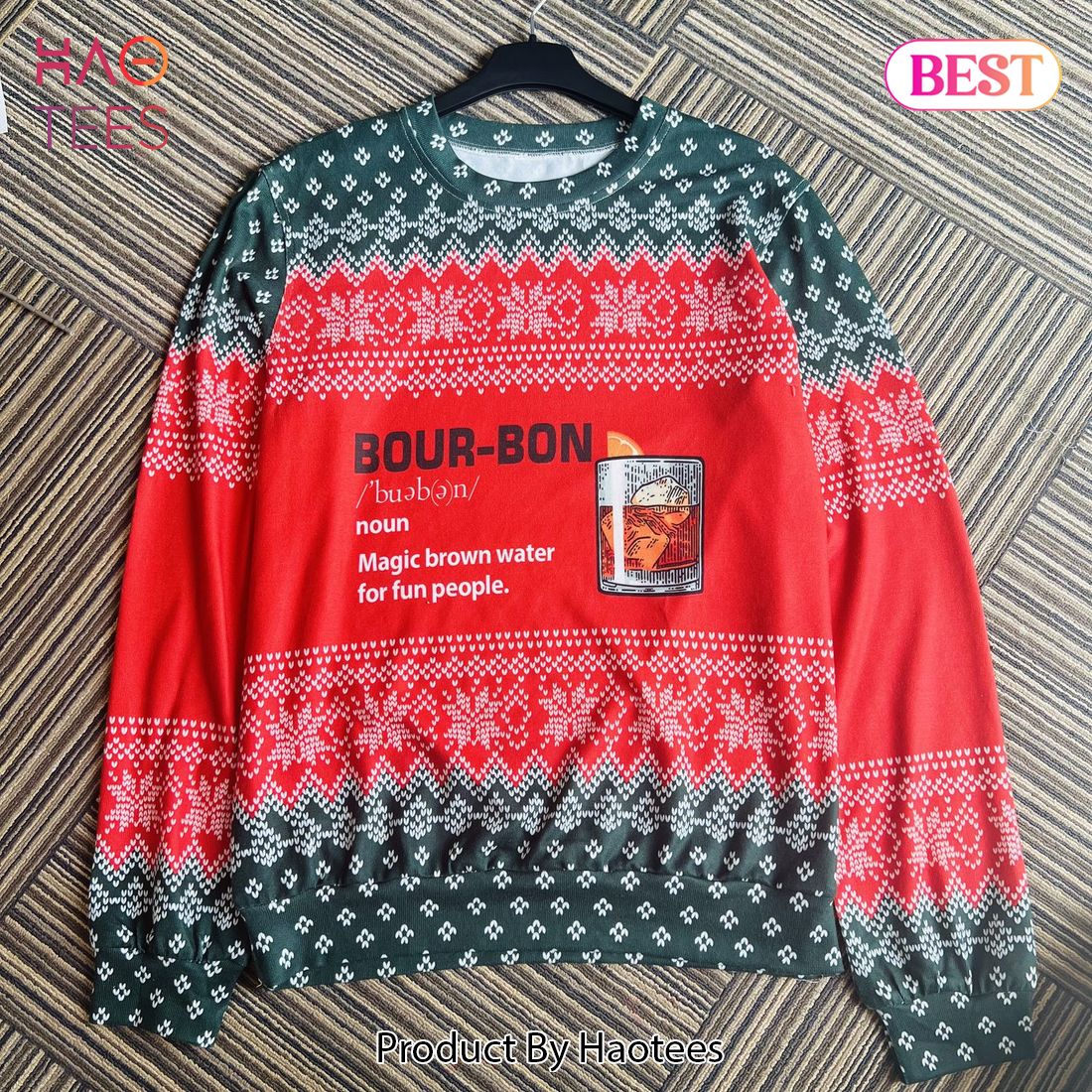 New 2024 Bourbon Noun Ugly Christmas Sweater New 2024 Bourbon Noun Ugly Christmas Sweater